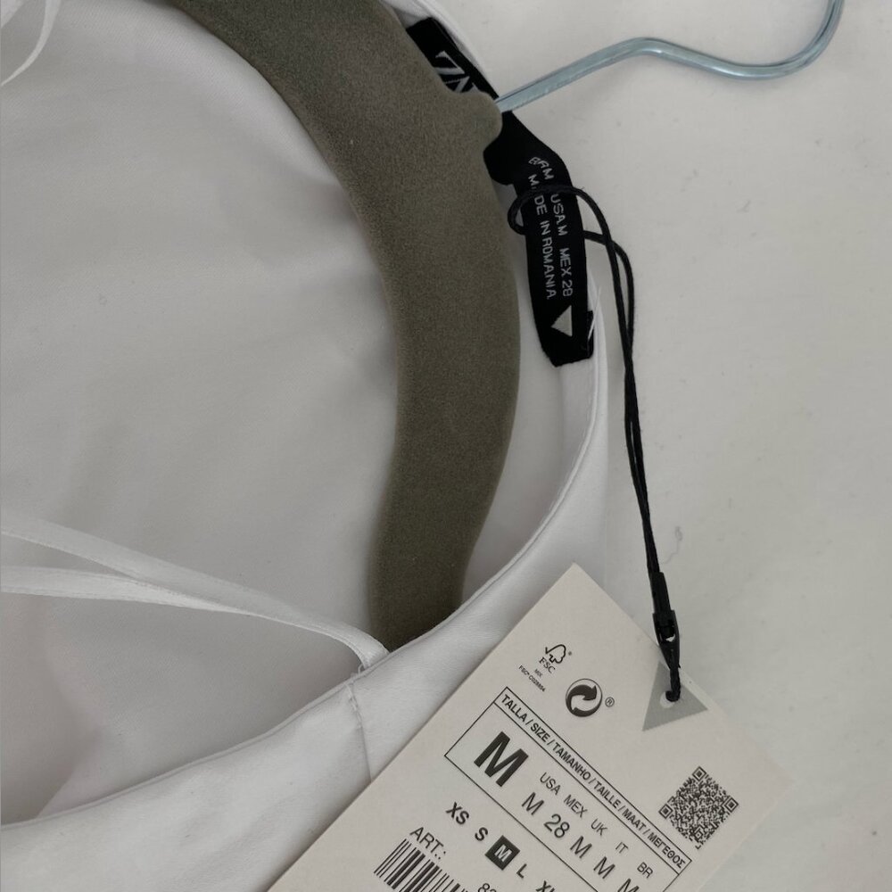 NWT Zara White Cutout Poplin Dress SZ Medium - Picture 4 of 6